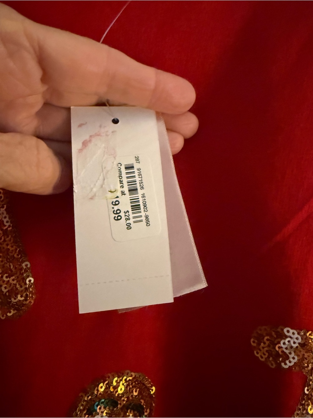 Philosophy Red Sweatshirt with Gold Sequin Gingerbread Motif - Picture 6 of 7